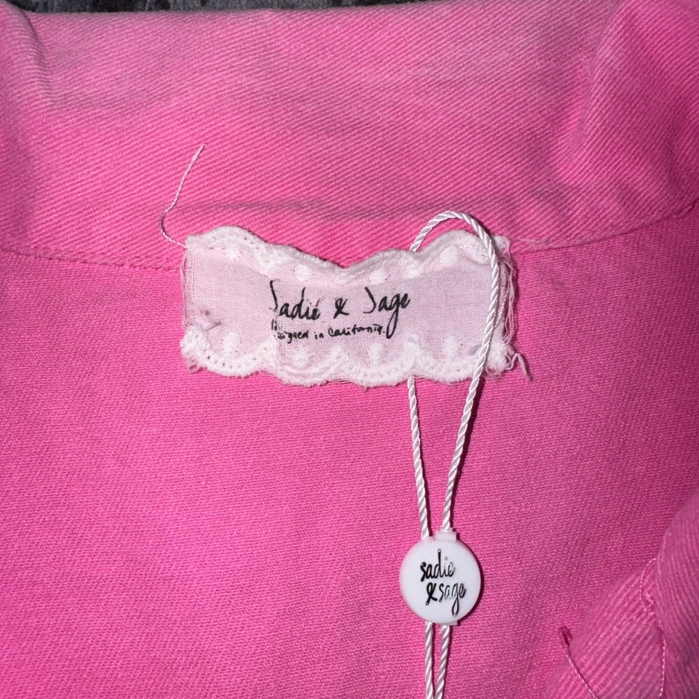 Sadie & Sage Pink Sweet Pea Denim Romper Utility Jumpsuit AG1901TW XL NEW - Picture 4 of 16